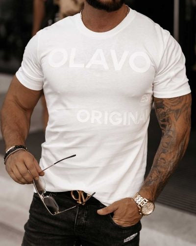 T-shirt męski OLAVOGA BUR 2023 w kolorze złamanej bieli