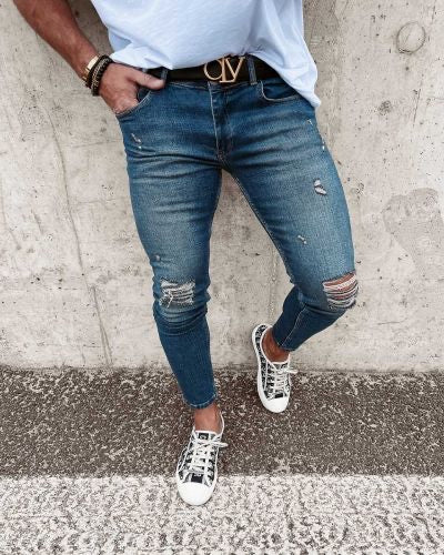 Herren-Jeanshose OLAVOGA Look 2023, blau